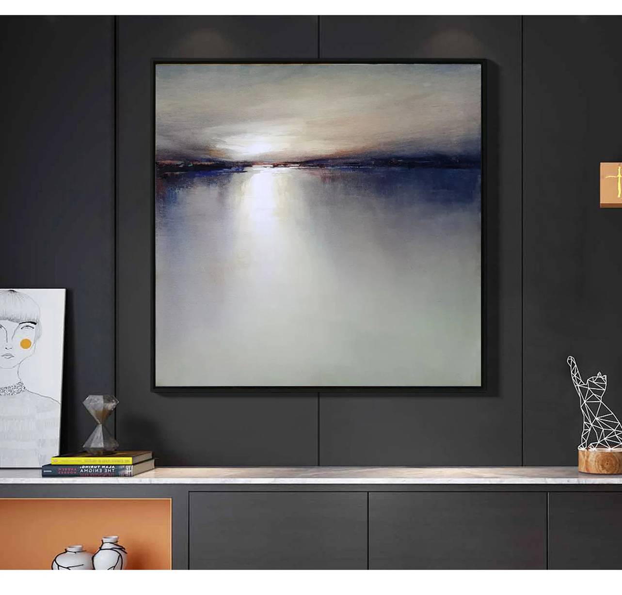 Gray Sky Contemporary Abstract Canvas Wall Art 90RAE wall art